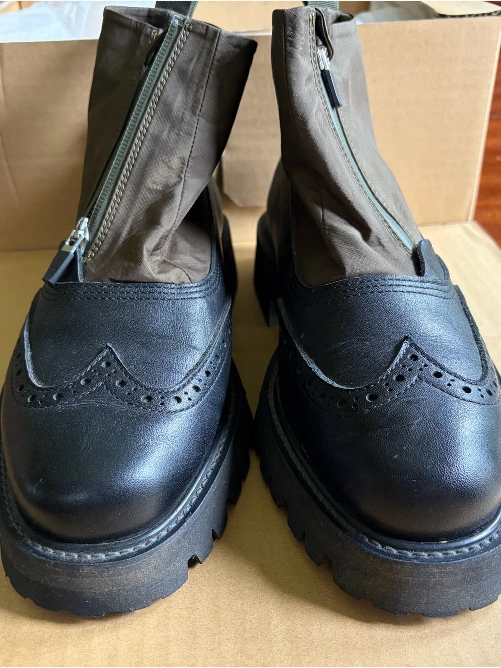 Hender Scheme Epic Black khaki Men’s Ankle Boots Japanese Size 4/US 8 EUC